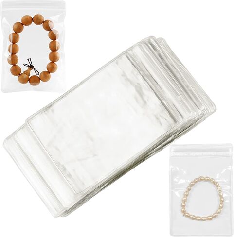 أكياس PVC الشفافة للمجوهرات المضادة للأكسدة بسحاب 100 قطعة من حلقات المجوهرات المضادة للتشوه والأقراط وحقيبة تخزين التعبئة مقاس 3.2 × 4.8 بوصة حقيبة مجوهرات شفافة كيس تخزين سميك محكم الغلق (شفاف) in Kuwait