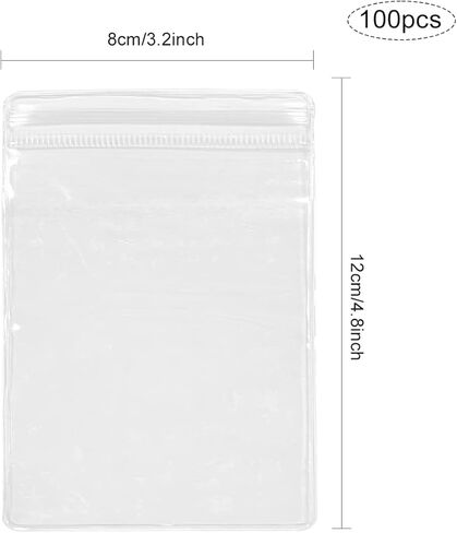 أكياس PVC الشفافة للمجوهرات المضادة للأكسدة بسحاب 100 قطعة من حلقات المجوهرات المضادة للتشوه والأقراط وحقيبة تخزين التعبئة مقاس 3.2 × 4.8 بوصة حقيبة مجوهرات شفافة كيس تخزين سميك محكم الغلق (شفاف) in Kuwait