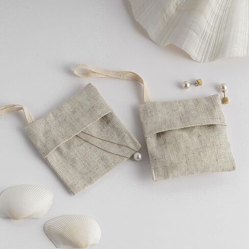 PandaSew 20pcs 8x8cm Linen Drawstring Jewelry Pouch Packaging Bag for Gift Necklace Earrings Rings in Saudi Arabia