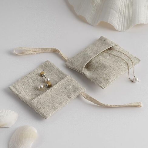 PandaSew 20pcs 8x8cm Linen Drawstring Jewelry Pouch Packaging Bag for Gift Necklace Earrings Rings in Saudi Arabia