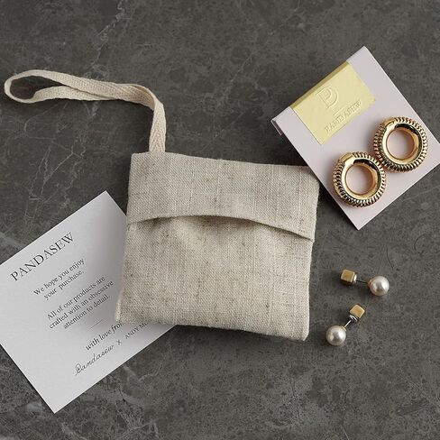 PandaSew 20pcs 8x8cm Linen Drawstring Jewelry Pouch Packaging Bag for Gift Necklace Earrings Rings in Saudi Arabia