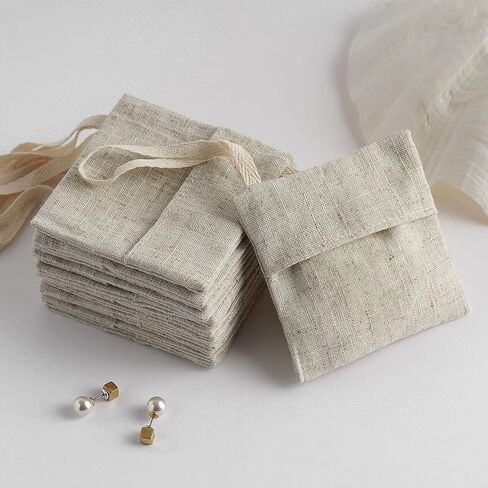 PandaSew 20pcs 8x8cm Linen Drawstring Jewelry Pouch Packaging Bag for Gift Necklace Earrings Rings in Saudi Arabia