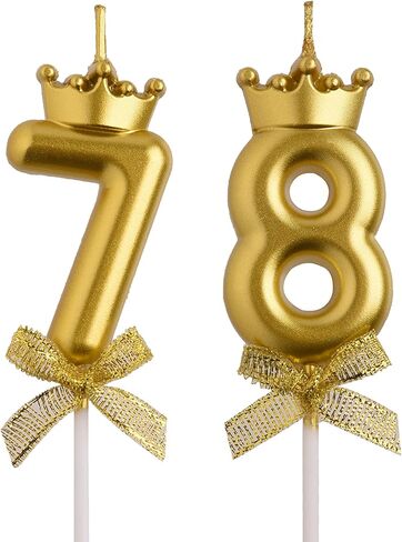 78th 87th Birthday Candles, White 87 78 Year Old Cake Topper Cute Number Birthday Candles, Birthday Party Decorations Gifts for Men Women in Kuwait
