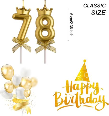 78th 87th Birthday Candles, White 87 78 Year Old Cake Topper Cute Number Birthday Candles, Birthday Party Decorations Gifts for Men Women in Kuwait