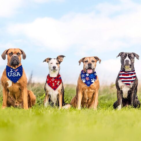 Whaline 4 Pack American Flag Dog Bandanas, Reversible Triangle Bibs Scarf for 4th of July Independence Day, USA Pet Neckerchief Suitable for Dogs, Cats, Pets, Festival Accessories in Saudi Arabia