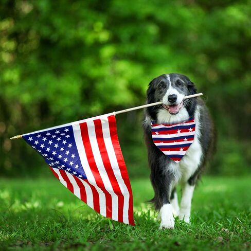Whaline 4 Pack American Flag Dog Bandanas, Reversible Triangle Bibs Scarf for 4th of July Independence Day, USA Pet Neckerchief Suitable for Dogs, Cats, Pets, Festival Accessories in Saudi Arabia