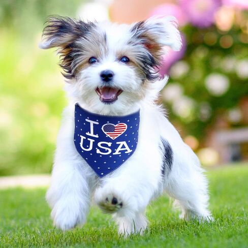 Whaline 4 Pack American Flag Dog Bandanas, Reversible Triangle Bibs Scarf for 4th of July Independence Day, USA Pet Neckerchief Suitable for Dogs, Cats, Pets, Festival Accessories in Saudi Arabia