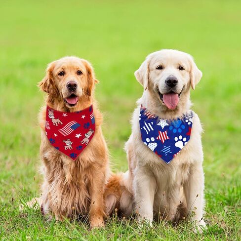 Whaline 4 Pack American Flag Dog Bandanas, Reversible Triangle Bibs Scarf for 4th of July Independence Day, USA Pet Neckerchief Suitable for Dogs, Cats, Pets, Festival Accessories in Saudi Arabia