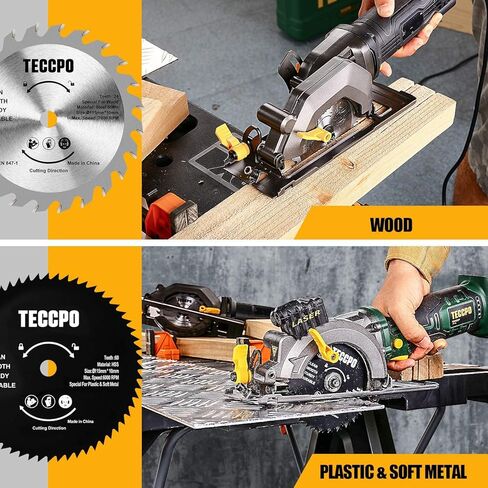 TECCPO 4-1/2 "شفرة منشار دائري، 24 سن TCT/60 سن HSS، 2 حزمة للخشب/البلاستيك/المعدن الناعم، متوافق مع منشار دائري صغير TECCPO TPMS115A in Kuwait