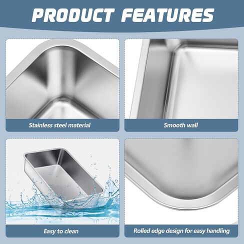 10 Packs Stainless Steel Litter Box for Cat Extra Large Metal Litter Box Non Stick Litter Pan with High Sides Never Absorbs Odor, Rustproof, Easy to Clean for Cat Dog (19.5 x 13.5 x 6 Inch) in Saudi Arabia