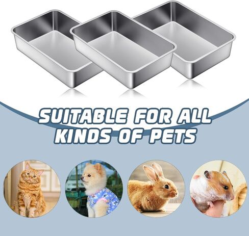 10 Packs Stainless Steel Litter Box for Cat Extra Large Metal Litter Box Non Stick Litter Pan with High Sides Never Absorbs Odor, Rustproof, Easy to Clean for Cat Dog (19.5 x 13.5 x 6 Inch) in Saudi Arabia