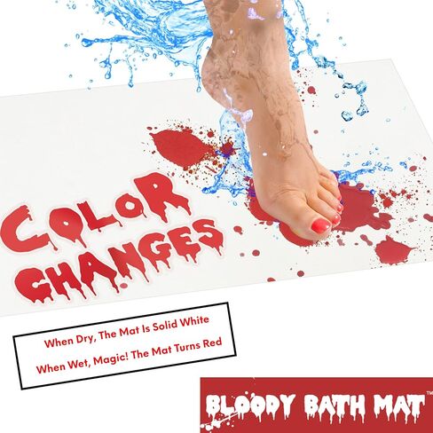 Bloody Bath Mat - Combo Set of 2 Mats That Turn Red When Wet - One Large Size and One Small Size Mat - Great for Funny Gag Gifts - Footprints Disappear Like Magic in Saudi Arabia