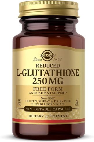 Solgar Reduced L-Glutathione 250 mg, 30 Vegetable Capsules - Antioxidant Support - Free Form Amino Acids - Non-GMO, Vegan, Gluten Free, Dairy Free, Kosher - 30 Servings in Saudi Arabia