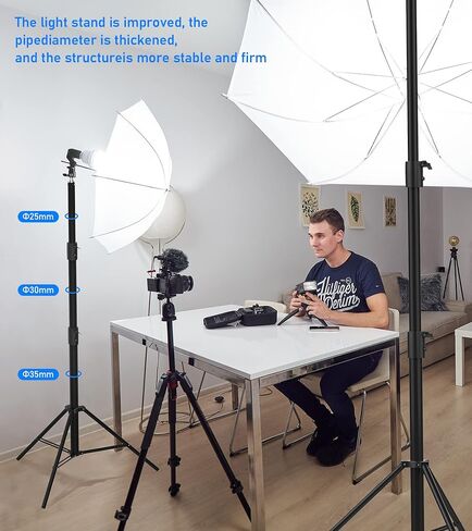 Sdfghj Heavy Duty 9.2ft/110'' Light Stand, Photography Tripod Stand Aluminum Spring Cushioned, Photo Studio, Relfectors Ring Light, Softboxes, Umbrellas, Backgrounds, Strobe, 280cm in Kuwait