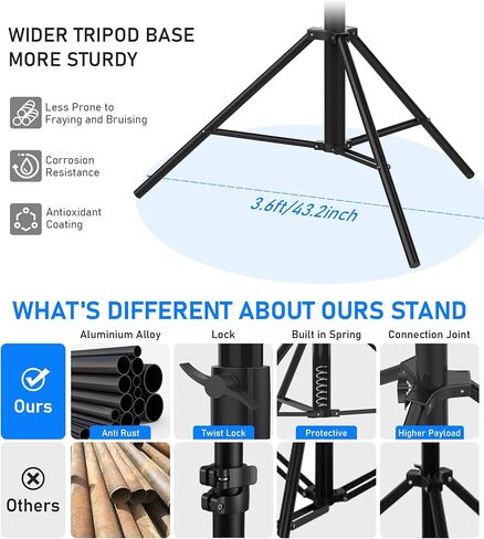 Sdfghj Heavy Duty 9.2ft/110'' Light Stand, Photography Tripod Stand Aluminum Spring Cushioned, Photo Studio, Relfectors Ring Light, Softboxes, Umbrellas, Backgrounds, Strobe, 280cm in Kuwait