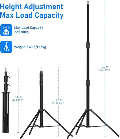 Sdfghj Heavy Duty 9.2ft/110'' Light Stand, Photography Tripod Stand Aluminum Spring Cushioned, Photo Studio, Relfectors Ring Light, Softboxes, Umbrellas, Backgrounds, Strobe, 280cm in Kuwait