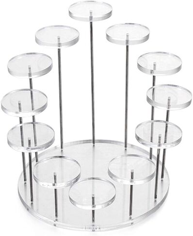 HomeSoGood Acrylic Riser Display Shelf,12-Tier Round Jewelry Organizer Display Stand,Cosmetics,Small Collectibles,Mini Cupcake Stand Dessert Storage Rack Holder in Saudi Arabia