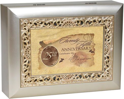 Cottage Garden 25th Anniversary Silvertone Gold Inlay Jewelry Music Box Plays Unchained Melody in Saudi Arabia
