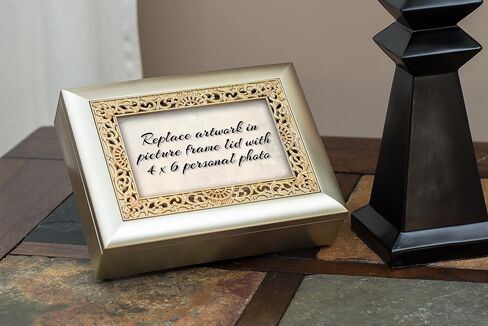 Cottage Garden 25th Anniversary Silvertone Gold Inlay Jewelry Music Box Plays Unchained Melody in Saudi Arabia