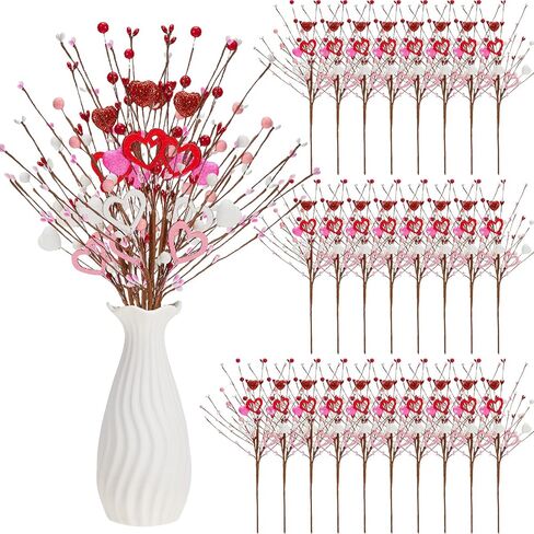 Lyrow Valentine's Day Gifts, 24 Pack Artificial Heart Shaped Berry Picks for Valentine's Day Decoration, Artificial Berry Centerpiece Decorations for Wedding Anniversary Home Table Decoration in Kuwait