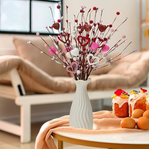 Lyrow Valentine's Day Gifts, 24 Pack Artificial Heart Shaped Berry Picks for Valentine's Day Decoration, Artificial Berry Centerpiece Decorations for Wedding Anniversary Home Table Decoration in Kuwait