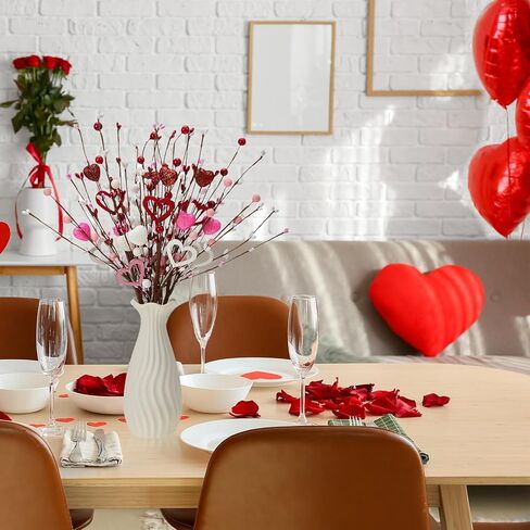 Lyrow Valentine's Day Gifts, 24 Pack Artificial Heart Shaped Berry Picks for Valentine's Day Decoration, Artificial Berry Centerpiece Decorations for Wedding Anniversary Home Table Decoration in Kuwait