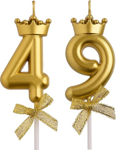 شموع عيد الميلاد الـ 49 من AOOLADA، شموع عيد ميلاد ذهبية 94 و49 عامًا، ديكورات حفلات أعياد الميلاد، هدايا تزيين الكيك للرجال والنساء in Kuwait