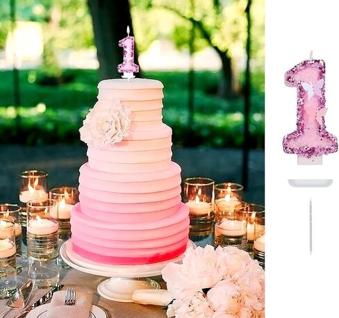 Number Birthday Candle, Pink Sequins Glitter Butterfly Birthday Number Candle Cake Topper for Anniversary and Birthday Celebrations Supplies (Number 0) in Kuwait