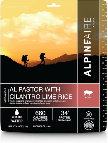 AlpineAire Foods Al Pastor مع أرز الكزبرة والليمون، مجفف بالتجميد/مجفف، كيس وجبة دخول، فقط أضف الماء in Kuwait