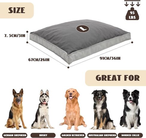 Dog Beds for Large Dogs Anti-Slip Pet Sleeping Mat （36in * 27in * 3in Large Dogs Dog with Waterproof Liner and Shredded Memory Foam L Dog Crate Bed with Removable Cover with Dog Biting Rope Toy in Kuwait