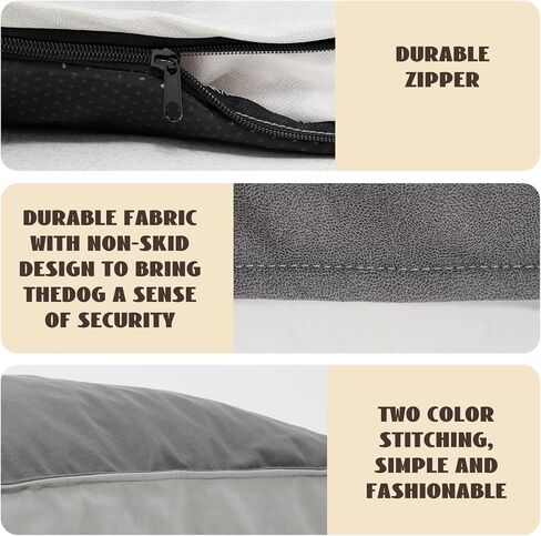 Dog Beds for Large Dogs Anti-Slip Pet Sleeping Mat （36in * 27in * 3in Large Dogs Dog with Waterproof Liner and Shredded Memory Foam L Dog Crate Bed with Removable Cover with Dog Biting Rope Toy in Kuwait