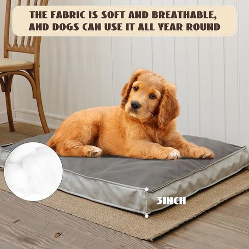 Dog Beds for Large Dogs Anti-Slip Pet Sleeping Mat （36in * 27in * 3in Large Dogs Dog with Waterproof Liner and Shredded Memory Foam L Dog Crate Bed with Removable Cover with Dog Biting Rope Toy in Kuwait