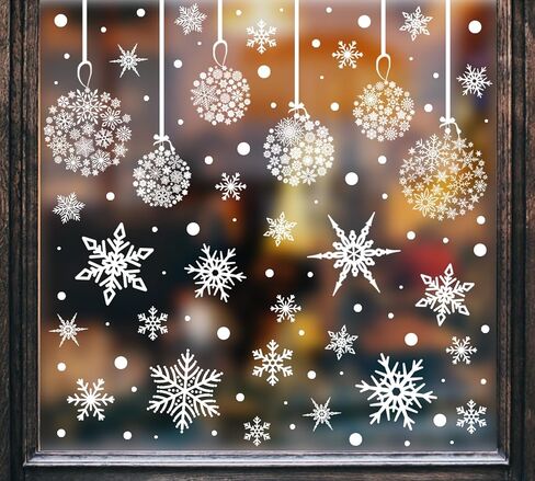 AnyDesign 9 Sheet Christmas Window Clings Xmas Snowflake Window Decals Double-Sided Window Decor Stickers for Xmas Winter Holiday Home School Office Decoration Party Supplies in Saudi Arabia