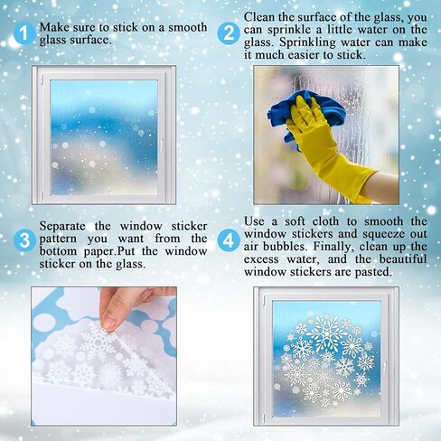 AnyDesign 9 Sheet Christmas Window Clings Xmas Snowflake Window Decals Double-Sided Window Decor Stickers for Xmas Winter Holiday Home School Office Decoration Party Supplies in Saudi Arabia