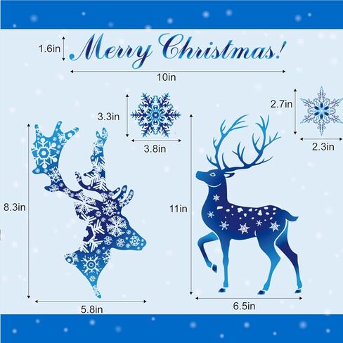 273 قطعة من ملصقات نافذة عيد الميلاد - ملصقات نافذة ندفة الثلج على شكل غزال الرنة، ملصقات ثابتة للزجاج لتزيين المنزل وديكور عيد الميلاد ومستلزمات حفلات الكريسماس in Kuwait