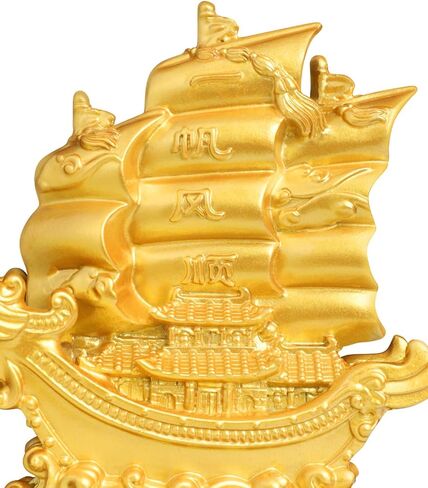 سوسروم تمثال سفينة شراعية فينغ شوي ديكور للحظ والثروة والازدهار - ديكور زخرفي ذهبي للقارب الشراعي للمكتب والمنزل - ديكور بحري لزاوية غرفة المعيشة in Kuwait