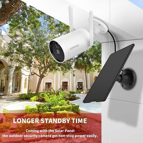 《 Two-Way Audio & Truly Wireles》 Outdoor Solar Powered Rechargeable Battery Camera, Surveillance WiFi Camera with Solar Panel, Security Home IP Camera, PIR Motion Detection, Waterproof, Night Vision in Saudi Arabia
