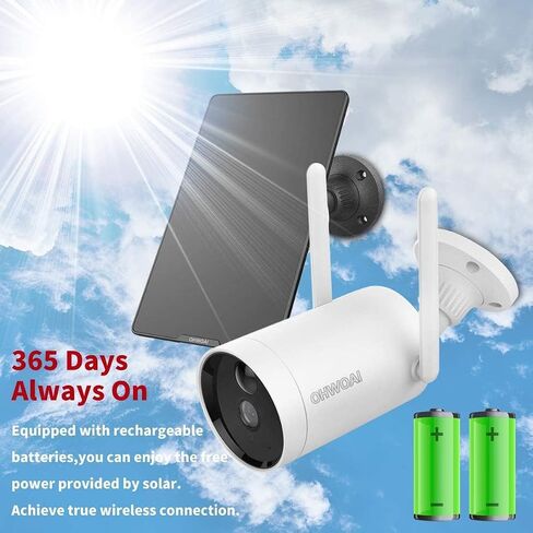 《 Two-Way Audio & Truly Wireles》 Outdoor Solar Powered Rechargeable Battery Camera, Surveillance WiFi Camera with Solar Panel, Security Home IP Camera, PIR Motion Detection, Waterproof, Night Vision in Saudi Arabia