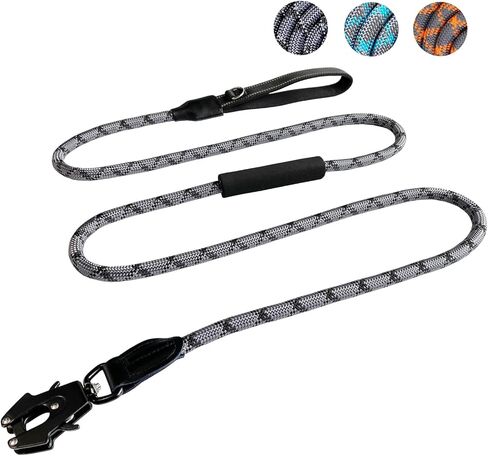 مقود أنالوفيك للكلاب مزود بإبزيم سريع التحرير، ومقود تدريب للكلاب، ومقود للكلاب مزود بمشبك ضفدع دوار، ومقبضين للتحكم الناعم، وخيوط عاكسة. (أسود، لام) in Kuwait