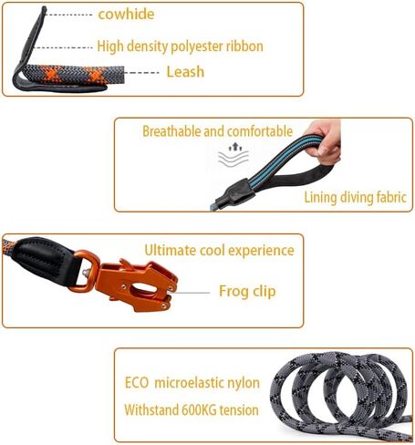 مقود أنالوفيك للكلاب مزود بإبزيم سريع التحرير، ومقود تدريب للكلاب، ومقود للكلاب مزود بمشبك ضفدع دوار، ومقبضين للتحكم الناعم، وخيوط عاكسة. (أسود، لام) in Kuwait