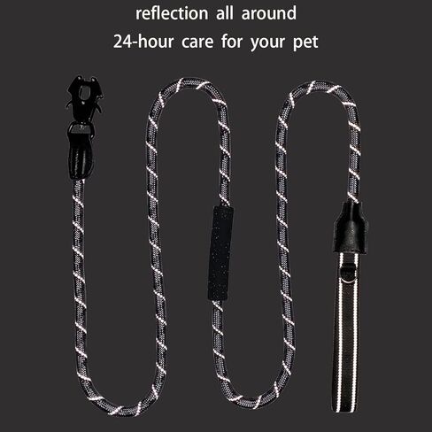 مقود أنالوفيك للكلاب مزود بإبزيم سريع التحرير، ومقود تدريب للكلاب، ومقود للكلاب مزود بمشبك ضفدع دوار، ومقبضين للتحكم الناعم، وخيوط عاكسة. (أسود، لام) in Kuwait