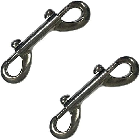 Huture Double Carabiner Hook Double Carabiner Snap Hook Bolt Catch Chains Snap Hook Rotatable Straight Swivel Zinc Die-Cast Nickel Plated 89 mm - Glossy Black - Set of 2 in Kuwait