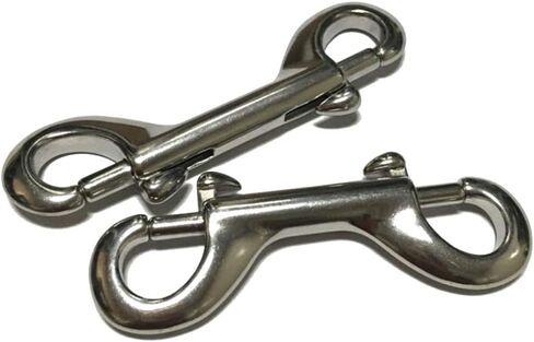 Huture Double Carabiner Hook Double Carabiner Snap Hook Bolt Catch Chains Snap Hook Rotatable Straight Swivel Zinc Die-Cast Nickel Plated 89 mm - Glossy Black - Set of 2 in Kuwait