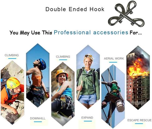 Huture Double Carabiner Hook Double Carabiner Snap Hook Bolt Catch Chains Snap Hook Rotatable Straight Swivel Zinc Die-Cast Nickel Plated 89 mm - Glossy Black - Set of 2 in Kuwait