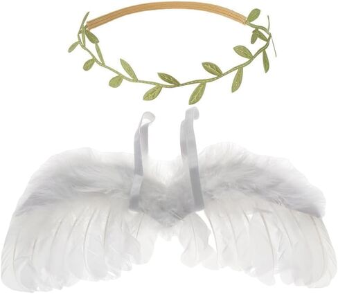 Kopida Infant Angel Wing Unisex Newborn Baby Feather Wings + Leaves Hair Band set Photo Props, Baby Infant Costume Photography Prop Costume Baby Hair Accessories for Boys Girls in Saudi Arabia