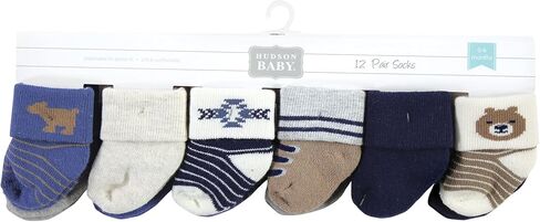 Hudson Baby Unisex Baby Cotton Rich Newborn and Terry Socks, Bear, 0-6 Months in Saudi Arabia