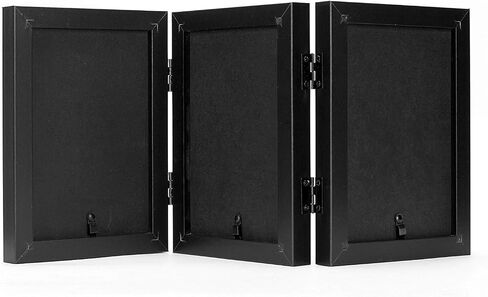 Frametory, 5x7 Double Picture Frame Hinged Photo Frames Two Folding Frame Desktop Glass Frame Vertical (Gray, 5x7 Double) in Saudi Arabia