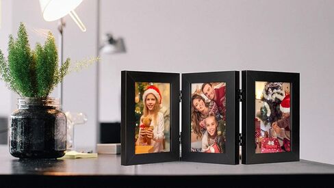 Frametory, 5x7 Double Picture Frame Hinged Photo Frames Two Folding Frame Desktop Glass Frame Vertical (Gray, 5x7 Double) in Saudi Arabia