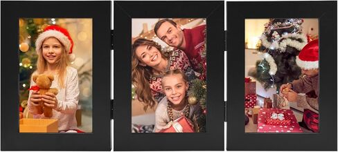 Frametory, 5x7 Double Picture Frame Hinged Photo Frames Two Folding Frame Desktop Glass Frame Vertical (Gray, 5x7 Double) in Saudi Arabia