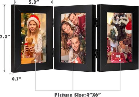 Frametory, 5x7 Double Picture Frame Hinged Photo Frames Two Folding Frame Desktop Glass Frame Vertical (Gray, 5x7 Double) in Saudi Arabia
